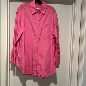 Nordstrom pink menswear blouse.  Long sleeves chest pocket all cotton